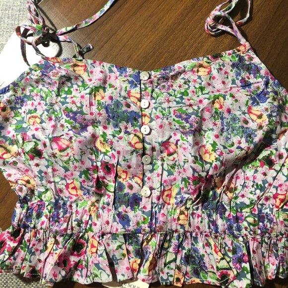 New! Brave Soul Aona Cropped Button front Cami in Ditsy Floral Print - Picture 7 of 10